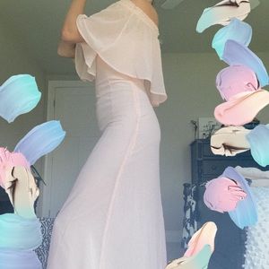 Pink off the shoulder gown